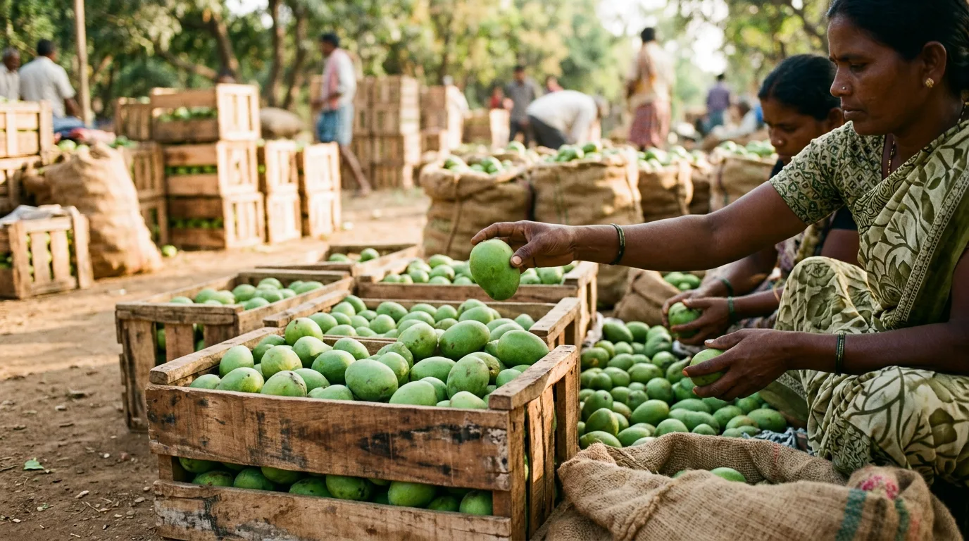 Sorting raw mangoes